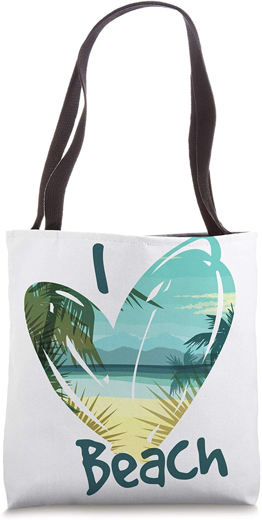 Summer "I Love The Beach" Graphic Tote