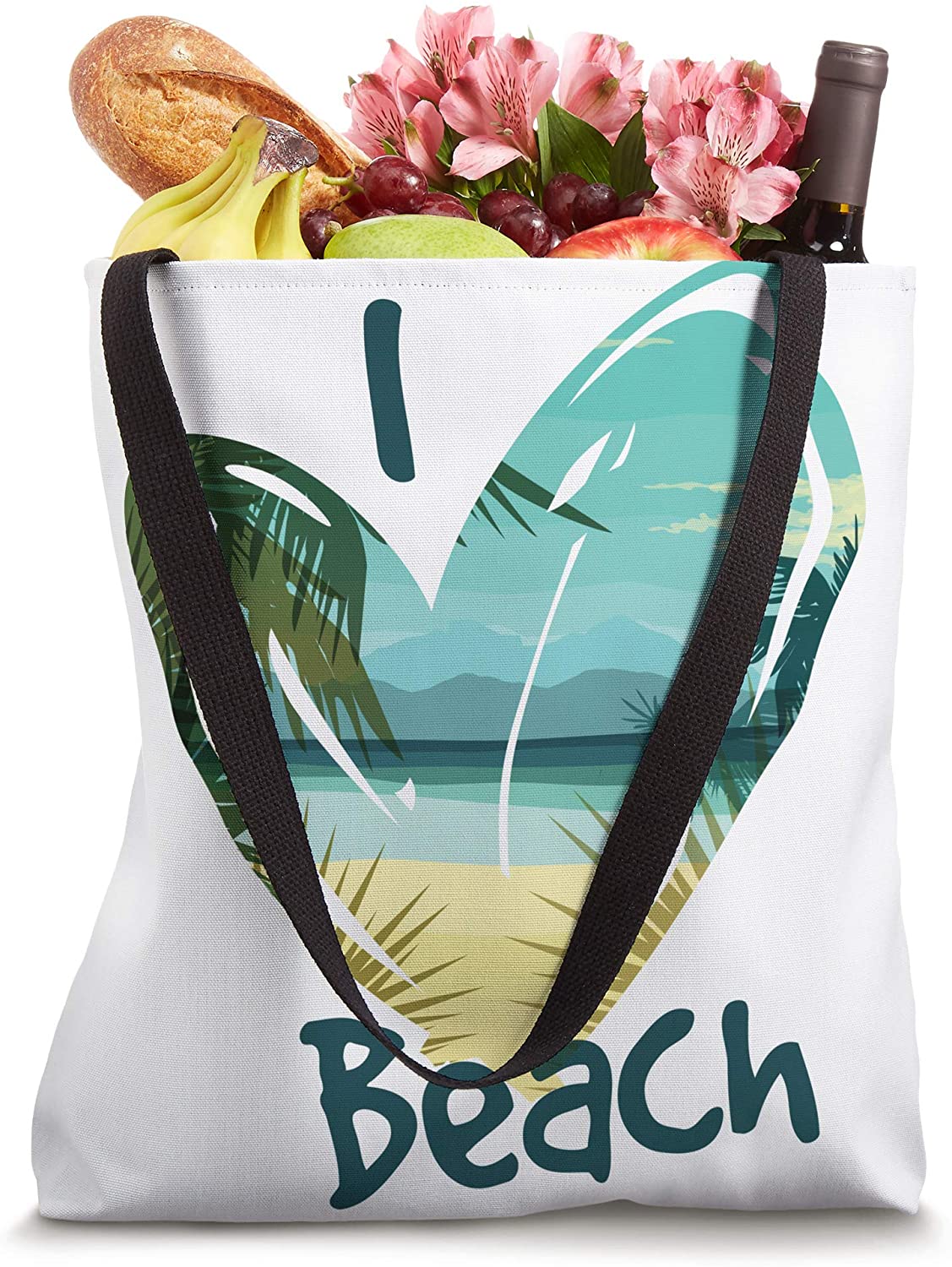 Summer "I Love The Beach" Graphic Tote
