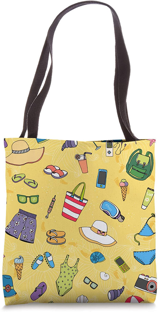 Summer "Cute Beach Items" Graphic Tote